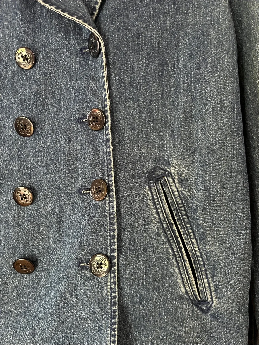 Women’s Lauren Jeans Co. Ralph Lauren jeans denim pea coat petite medium - Picture 7 of 10